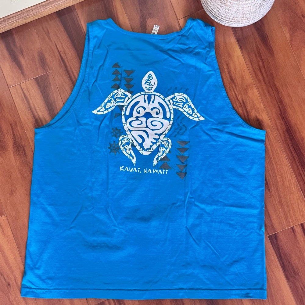 Turquoise Blue Kauai, HI Honu Sea Turtle Tank Top - Picture 6 of 6